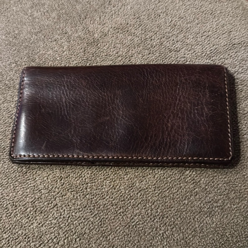 WILSONS LEATHER CHECKBOOK WALLET BROWN LEATHER (TD)